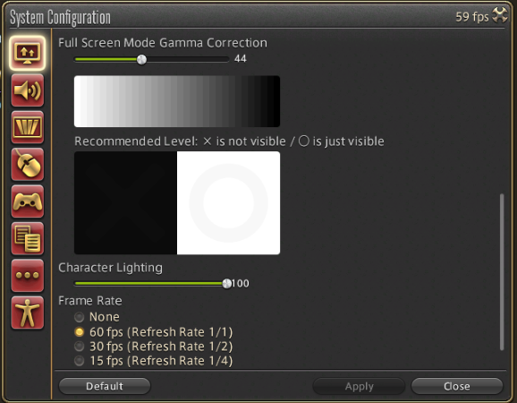 System Configuration Display Settings in FFXIV
